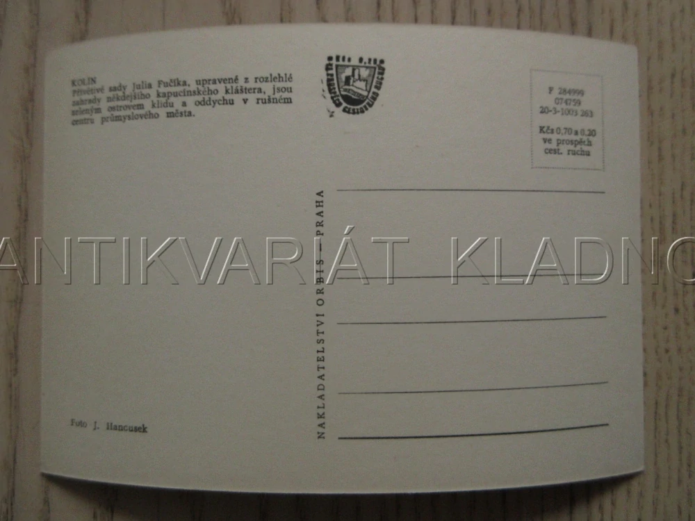 KOLÍN, SADY JULIA FUČÍKA, OKRES KOLÍN, POHLEDNICE 934