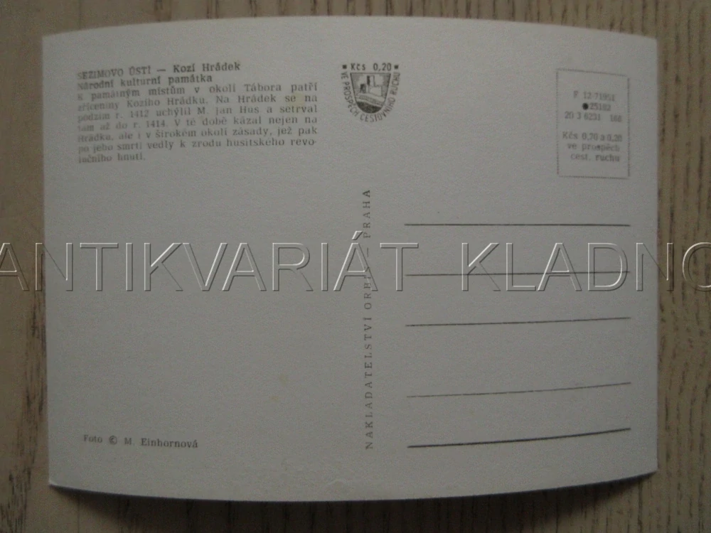 SEZIMOVO ÚSTÍ - KOZÍ HRÁDEK, NÁRODNÍ KULTURNÍ PAMÁTKA, OKRES TÁBOR, POHLEDNICE 976