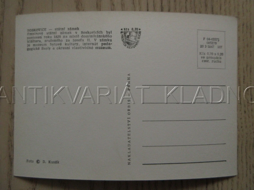 BOSKOVICE, STÁTNÍ ZÁMEK, OKRES BLANSKO, POHLEDNICE 981