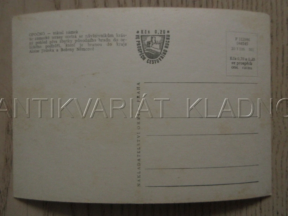 STÁTNÍ ZÁMEK OPOČNO, POHLED NA MĚSTO, OKRES RYCHNOV NAD KNĚŽNOU, POHLEDNICE 1019