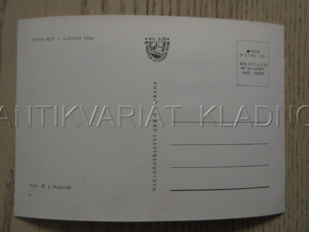 STARÁ HUŤ, KULTURNÍ DŮM, OKRES PŘÍBRAM, POHLEDNICE 1039