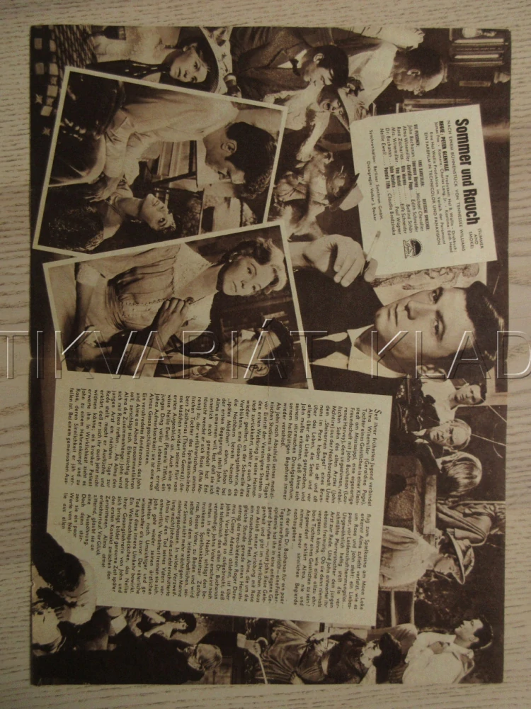 SUMMER AND SMOKE, L. HARVEY, G. PAGE, R. MORENO, BIO PROGRAM Č. 6103