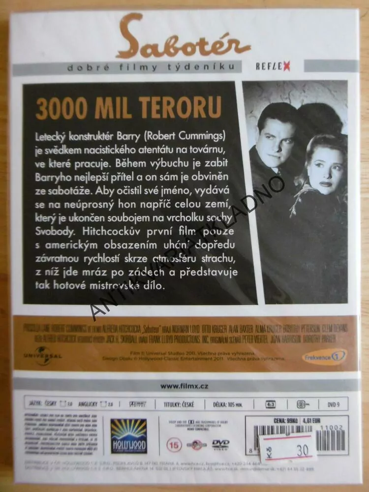 SABOTÉR, ALFRED HITCHCOCK, DVD FILM 