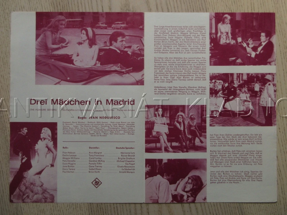 THE PLEASURE SEEKERS, ANN-MARGRET, T. FRANCIOSA, C. LYNLEY, BIO PROGRAM Č. 7049