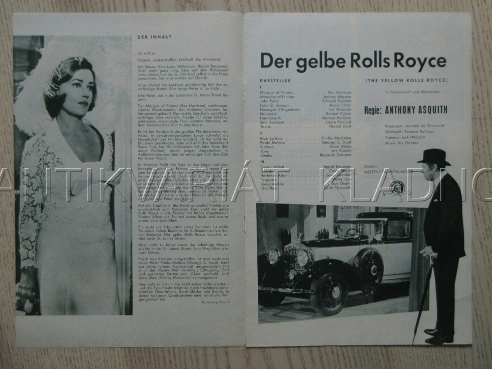 ŽLUTÝ ROLLS-ROYCE, R. HARRISON, J. MOREAU, S. MACLAINE, BIO PROGRAM Č. 49
