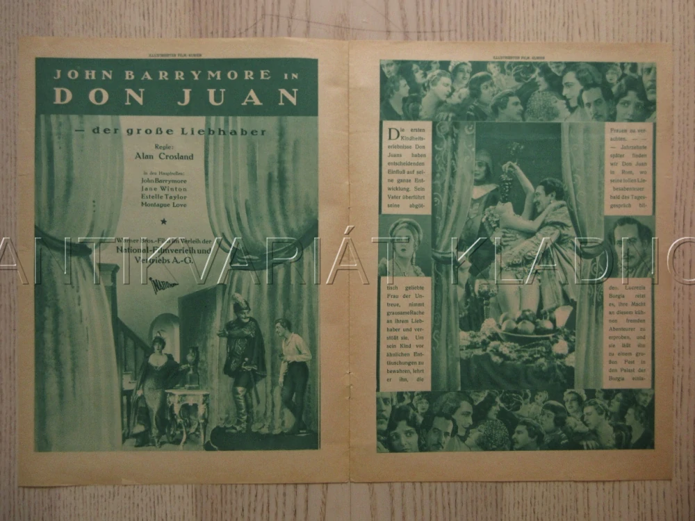DON JUAN, R: A. CROSLAND, J. BARRYMORE, J. WINTON, FILM KURIER Č. 841
