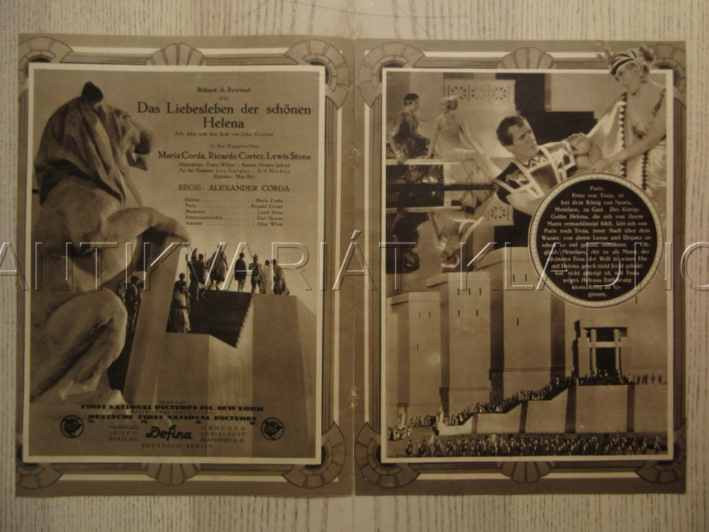 THE PRIVATE LIFE OF HELEN OF TROY, R: A. CORDA, M. CORDA, R. CORTEZ, FILM KURIER Č. 981