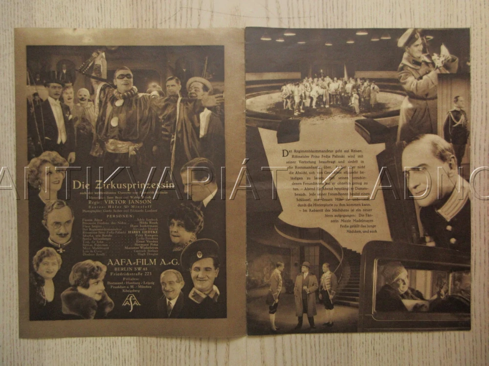 DIE ZIRKUSPRINZESSIN, R: V. JANSON, H. LIEDTKE, A. SANDROCK, FILM KURIER Č. 1070