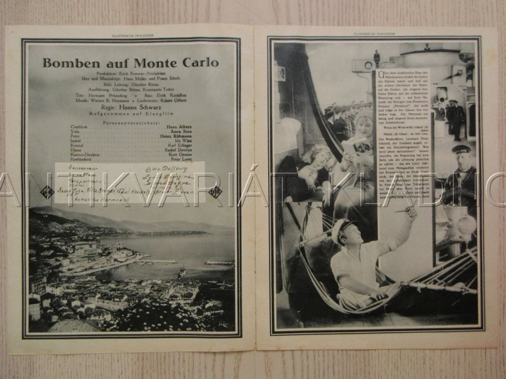 BOMBY NAD MONTE CARLEM, R: H. SCHWARZ, H. ALBERS, A. STEN, FILM KURIER Č. 1635