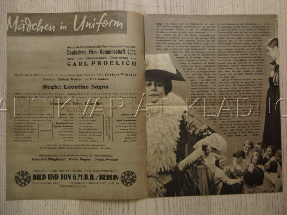 DĚVČATA V UNIFORMĚ, R: L. SAGAN, E. UNDA, D. WIECK, FILM KURIER Č. 1640