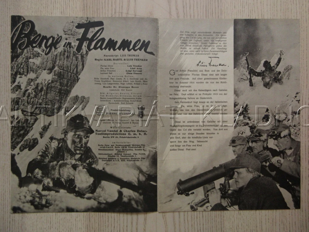 BERGE IN FLAMMEN, R: K. HARTL, L. TRENKER, L. ARNA, FILM KURIER Č. 1642