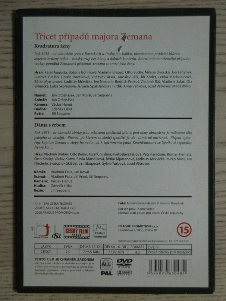 TŘICET PŘÍPADŮ MAJORA ZEMANA, DÍL Č. 15-16, DVD FILM ČR