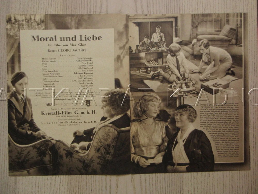 MORAL UND LIEBE, R: G. JACOBY, G. MOSHEIM, O. HOMOLKA, FILM KURIER Č. 1908
