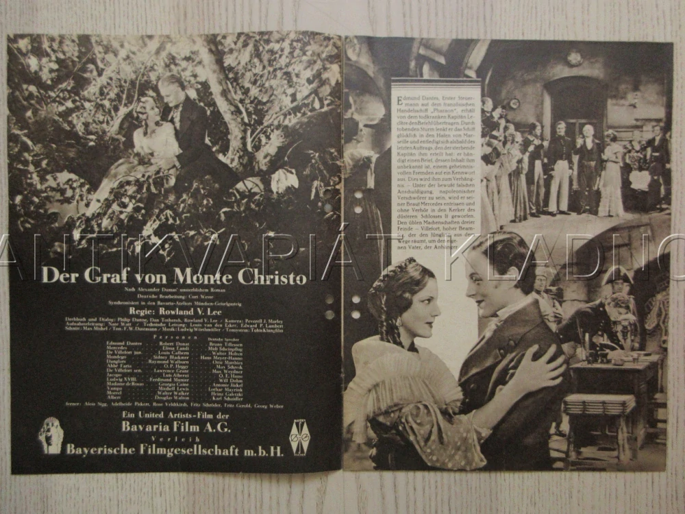 HRABĚ MONTE CRISTO, R: R. V. LEE, R. DONAT, E. LANDI, FILM KURIER Č. 2320