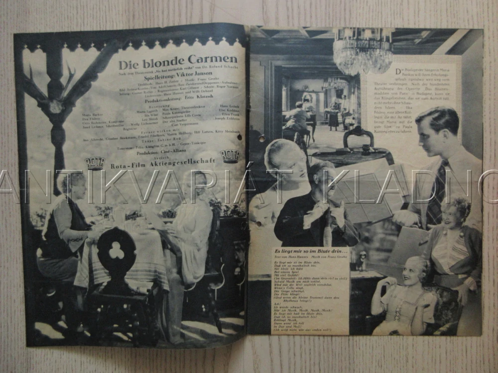 DIE BLONDE CARMEN,R: V. JANSON, M. EGGERTH, L. SLEZAK, FILM KURIER Č. 2331