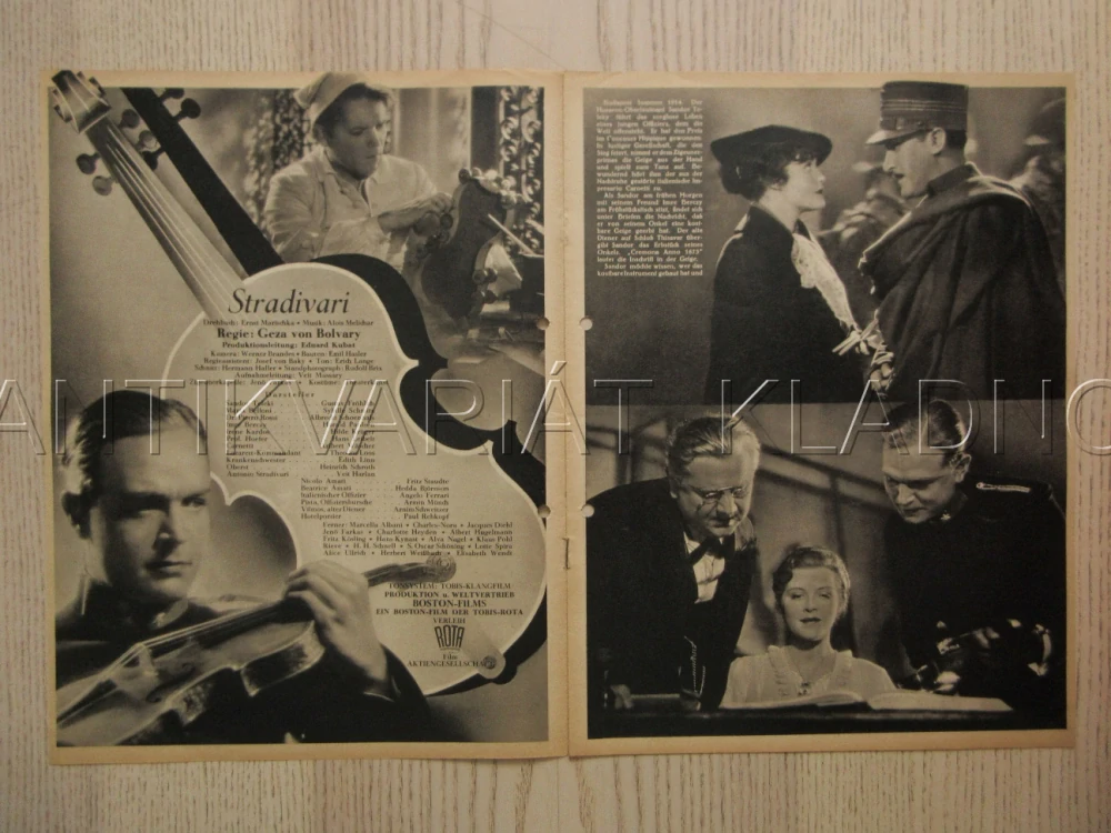 STRADIVARI, R: C. V. BOLVARY, G. FRÖHLICH, S. SCHMITZ, FILM KURIER Č. 2347
