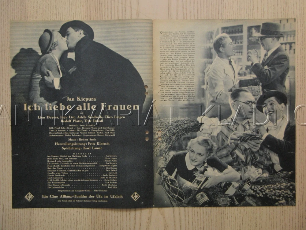 MILUJI VŠECHNY ŽENY, R: K. LAMAČ, J. KIEPURA, T. LINGEN, FILM KURIER Č. 2354