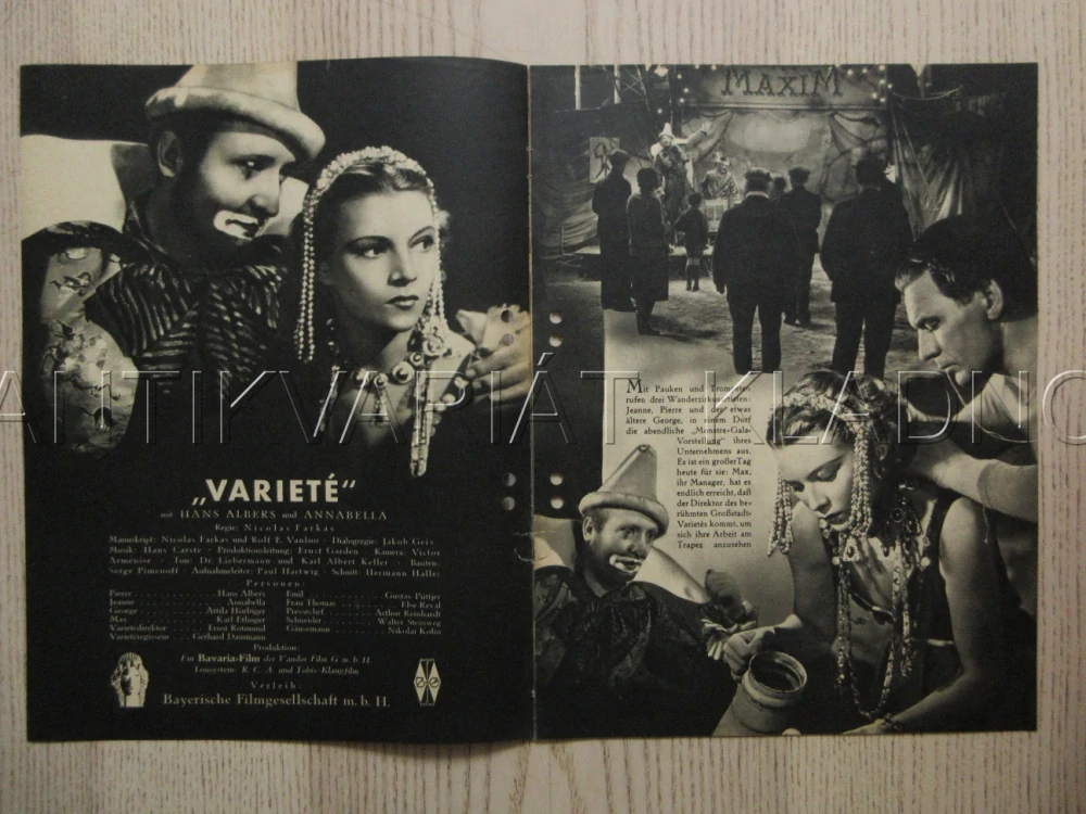 VARIETÉ, H. ALBERS, ANNABELLA, A. HÖRBIGER, FILM KURIER Č. 2358