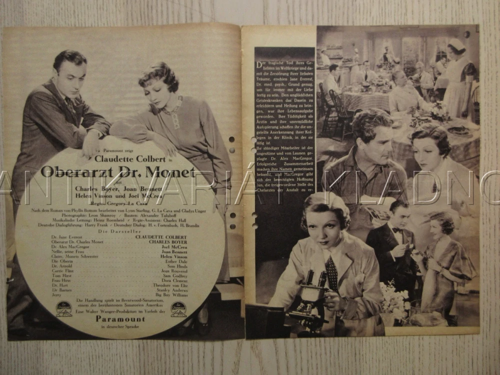 PRIVATE WORLDS, R: G. LA CAVA, C. COLBERT, CH. BOYER, FILM KURIER Č. 2360