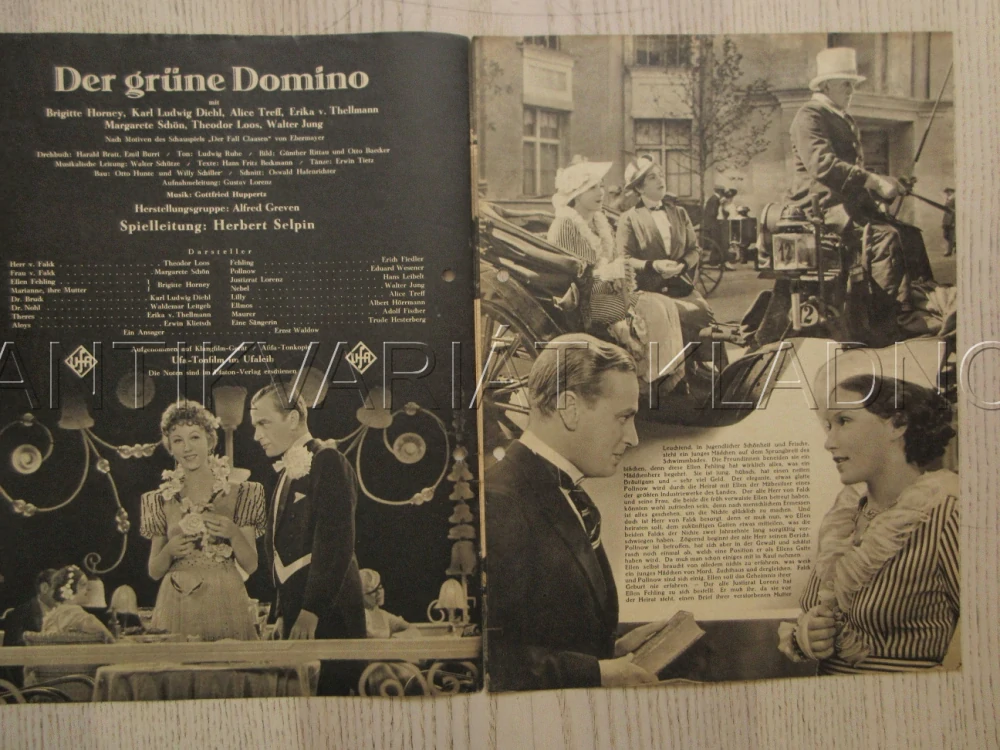 DER GRÜNE DOMINO, R: H. SELPIN, T. LOOS, B. HORNEY, FILM KURIER Č. 2373