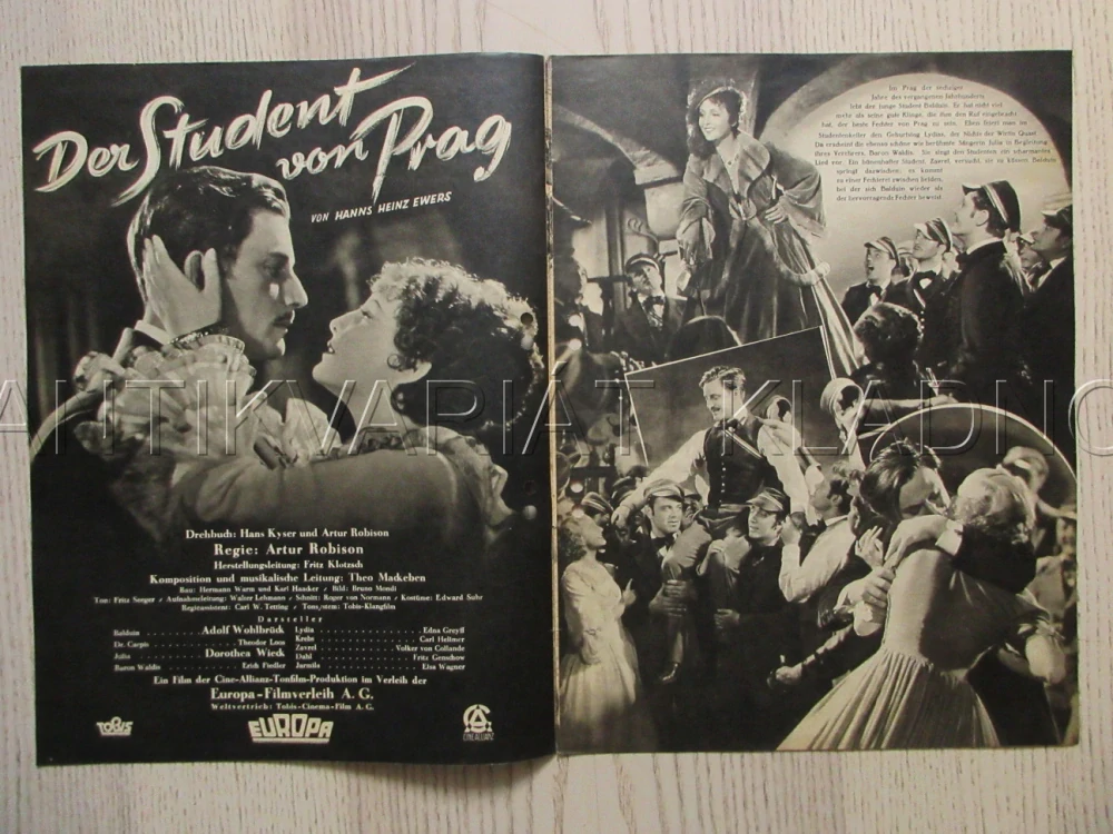 PRAŽSKÝ STUDENT, R: A. ROBINSON, A. WOHLBRÜCK, T. LOOS, FILM KURIER Č. 2389