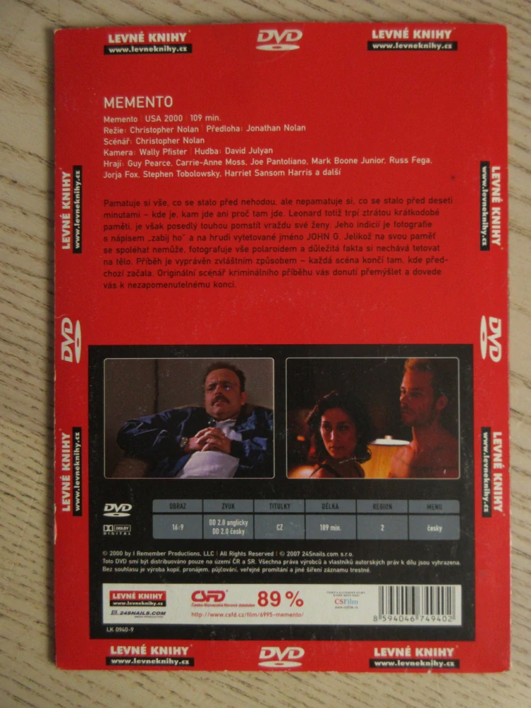 MEMENTO, G. PEARCE, C.-A. MOSS, DVD FILM