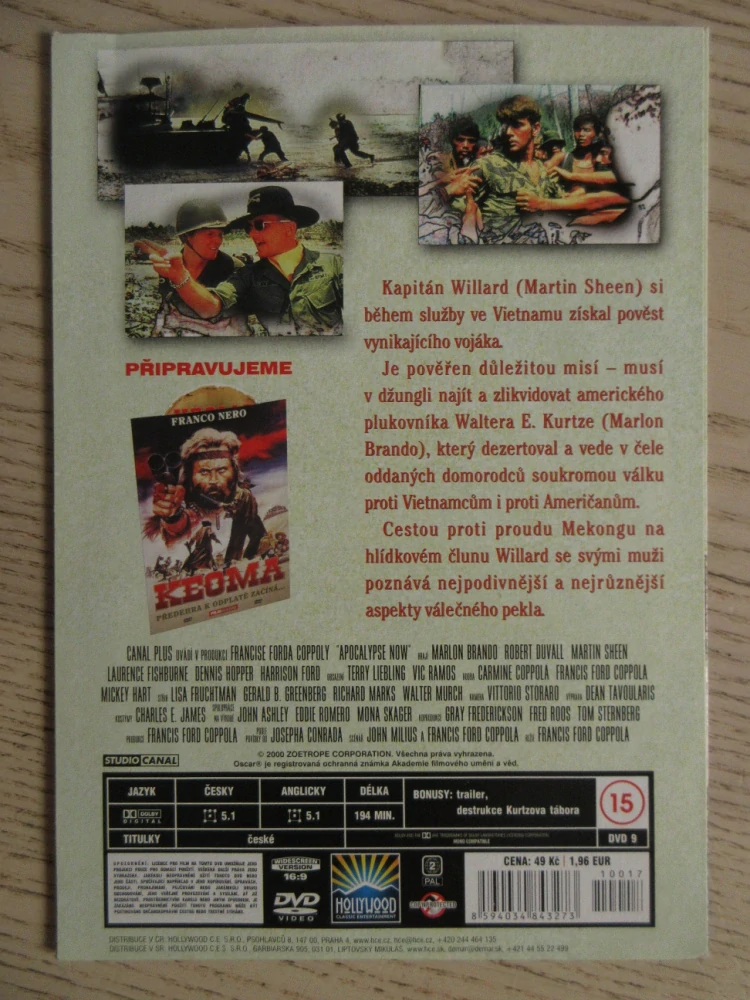 APOKALYPSA, M. BRANDO, R. DUVALL, M. SHEEN, DVD FILM