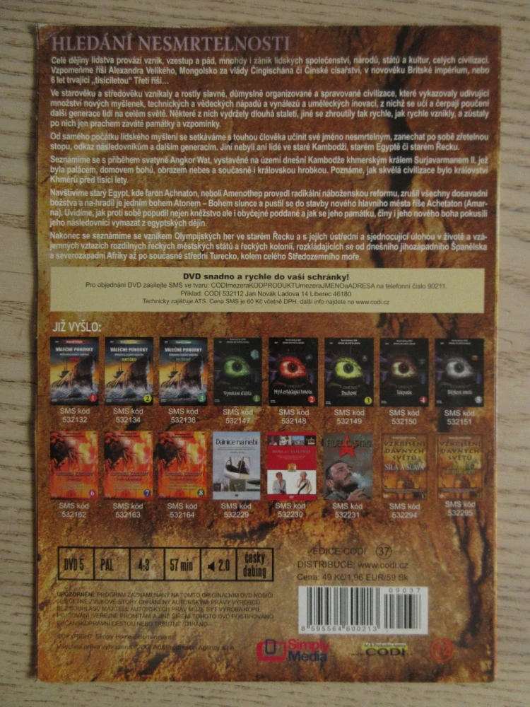 VZKŘÍŠENÍ DÁVNÝCH SVĚTŮ, HLEDÁNÍ NESMRTELNOSTI, 3, DVD FILM DOKUMENT