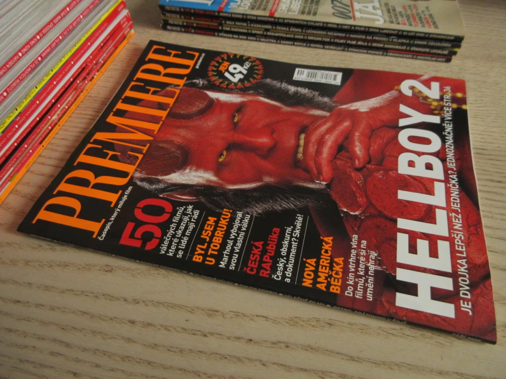 FILMOVÝ ČASOPIS PREMIERE, HELLBOY 2, D. FELDMAN, PRÁZDNINY V ŘÍMĚ, R. DOWNEY JR., ZÁŘÍ/2008