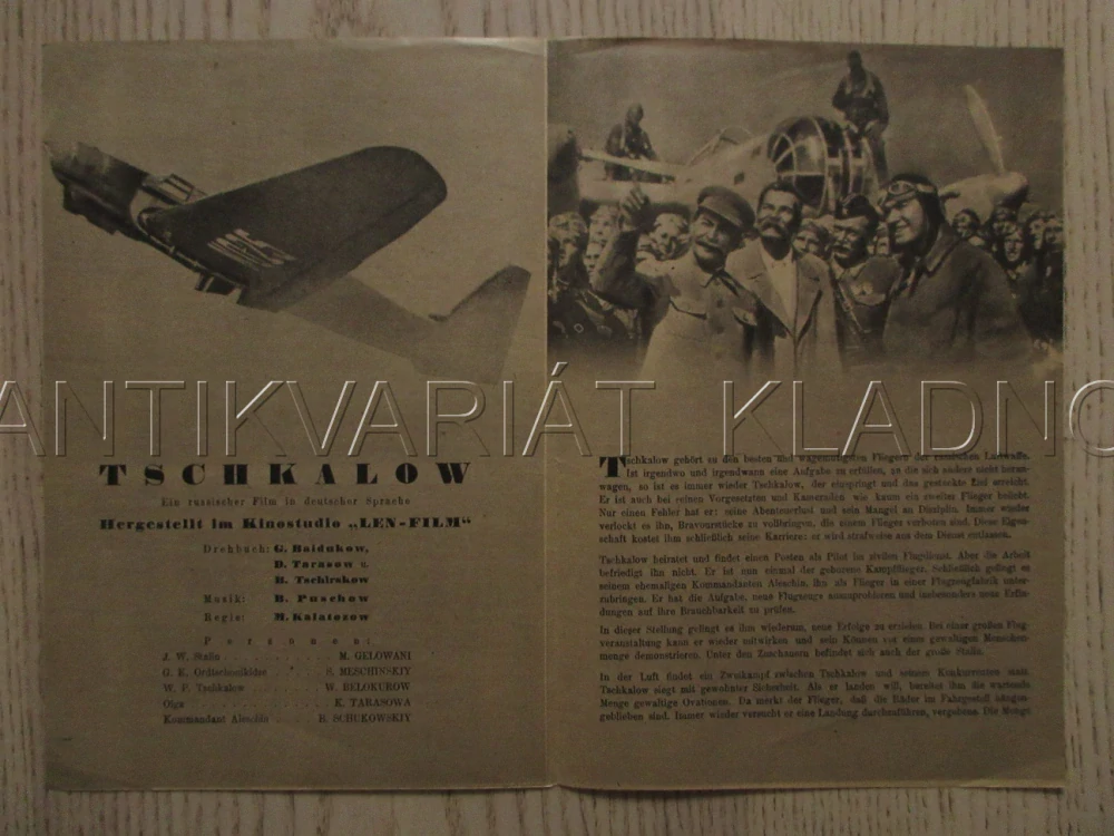 PILOT ČKALOV, V. BĚLOKUROV, M. GELOVANI, FILM SSSR, FILM KURIER VBŠ Č. 100