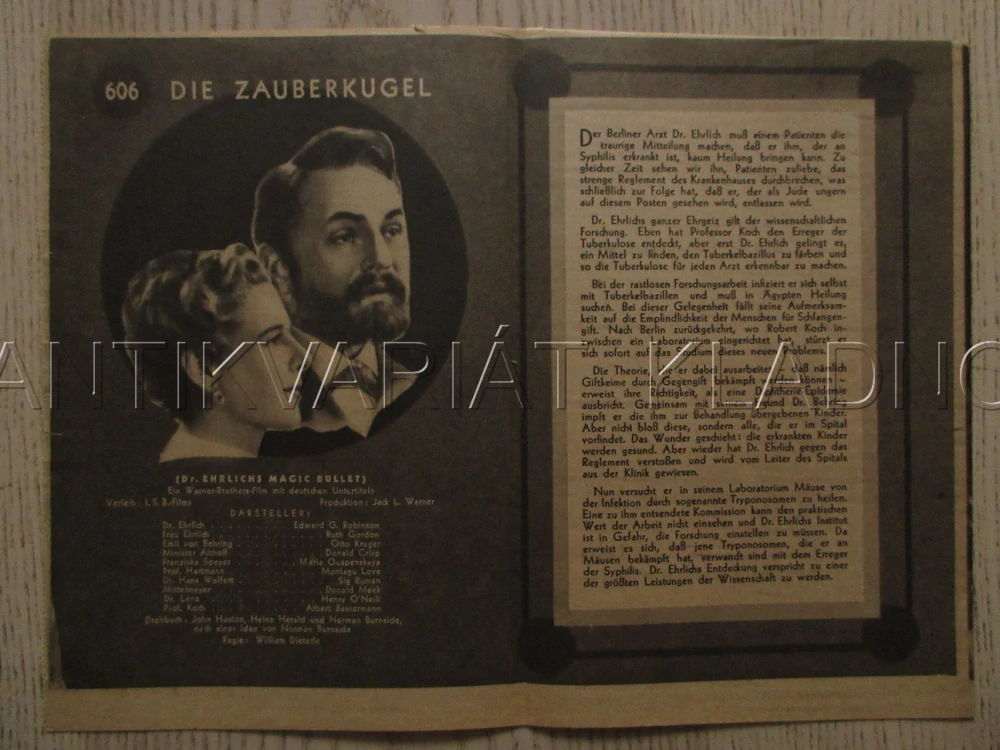 DR. EHRLICH'S MAGIC BULLET, E. G. ROBINSON, R. GORDON, O. KRUGER, FILM USA, FILM KURIER VBŠ Č. 101