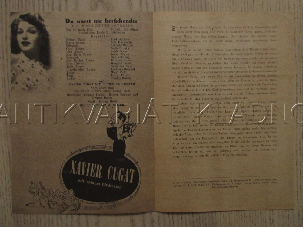 KRÁSNĚJŠÍ NEŽ SEN, F. ASTAIRE, R. HAYWORTH, A. MENJOU, FILM USA, FILM KURIER VBŠ Č. 105