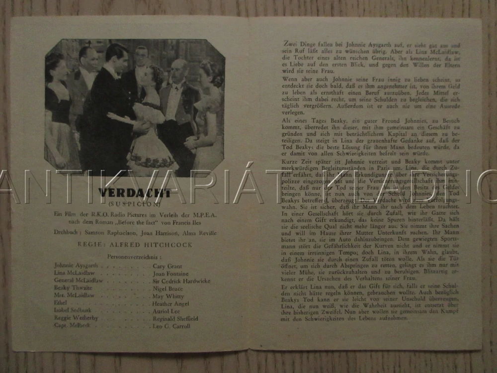 PODEZŘENÍ, C. GRANT, J. FONTAINE, N. BRUCE, FILM USA, FILM KURIER VBŠ Č. 239
