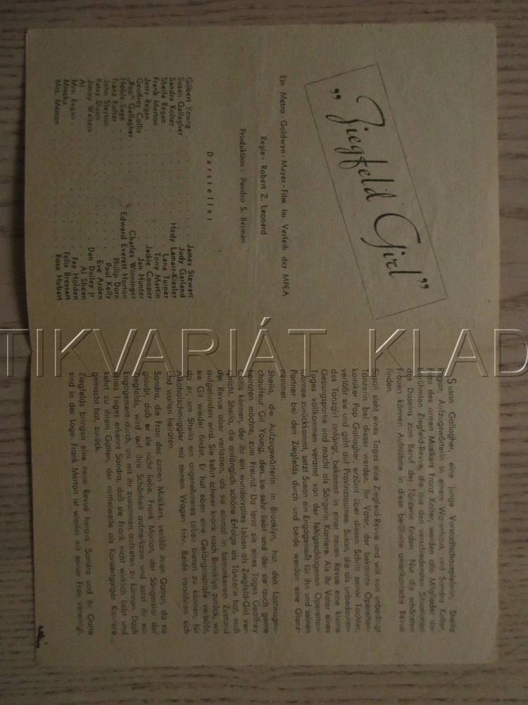 ZIEGFELD GIRL, J. STEWART, J. GARLAND, L. TURNER, FILM USA, FILM KURIER VBŠ Č. 241