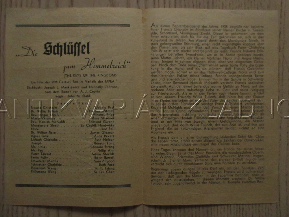 THE KEYS OF THE KINGDOM, G. PECK, T. MITCHELL, V. PRICE, FILM USA, FILM KURIER VBŠ Č. 242