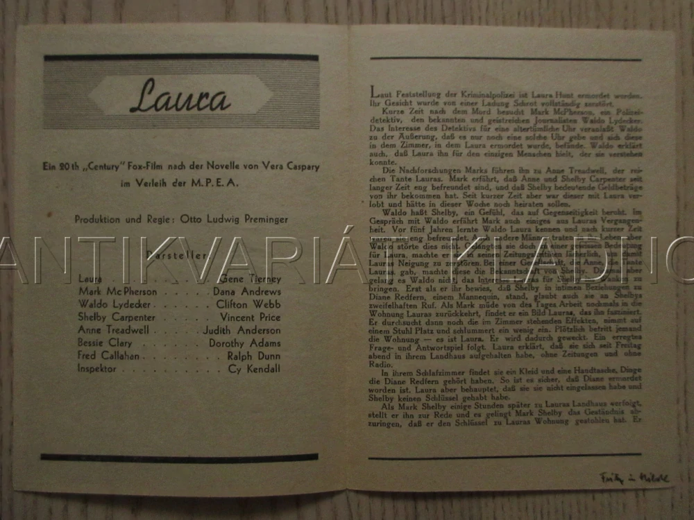 LAURA, G. TIERNEY, D. ANDREWS, V. PRICE, FILM USA, FILM KURIER VBŠ Č. 251