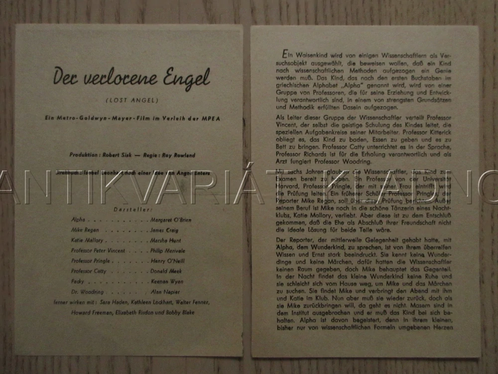 LOST ANGEL, M. O'BRIEN, J. CRAIG, M. HUNT, FILM USA, FILM KURIER VBŠ Č. 258
