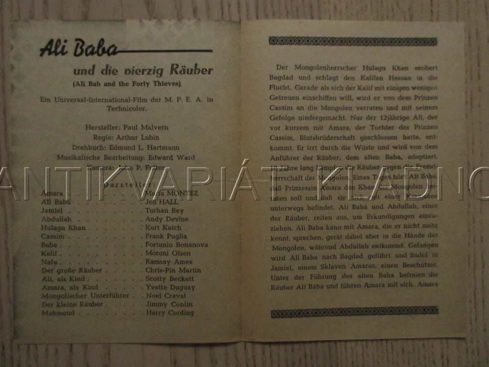 ALI BABA A 40 LOUPEŽNÍKŮ, M. MONTEZ, J. HALL, T. BEY, FILM USA, FILM KURIER VBŠ Č. 398