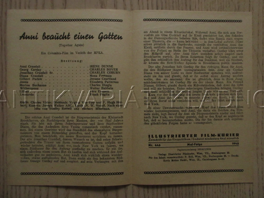 TOGETHER AGAIN, I. DUNNE, CH. BOYER, CH. COBURN, FILM USA, FILM KURIER VBŠ Č. 446