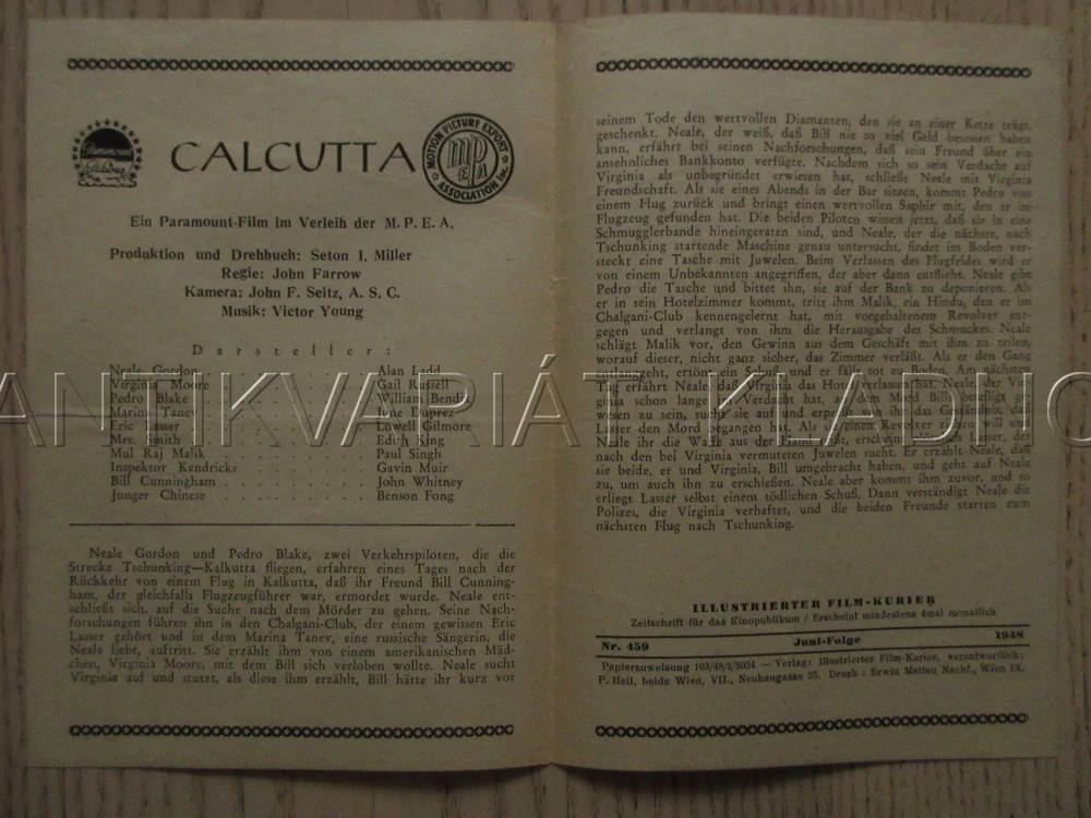 CALCUTTA, A. LADD, G. RUSSELL, W. BENDIX, FILM USA, FILM KURIER VBŠ Č. 459