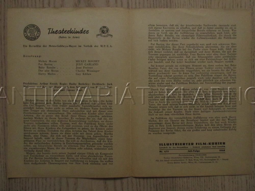 BABES IN ARMS, M. ROONEY, J. GARLAND, J. PREISSER, FILM USA, FILM KURIER VBŠ Č. 475