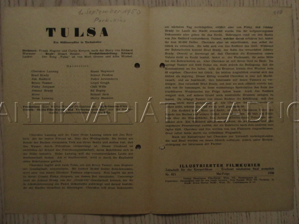 TULSA, S. HAYWARD, R. PRESTON, P. ARMENDARIZ, FILM USA, FILM KURIER VBŠ Č. 788