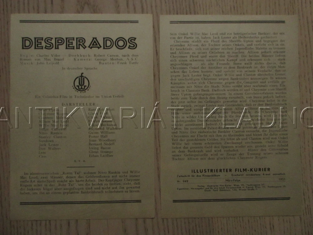 DESPERÁTI, R. SCOTT, G. FORD, C. TREVOR, FILM USA, FILM KURIER VBŠ Č. 944