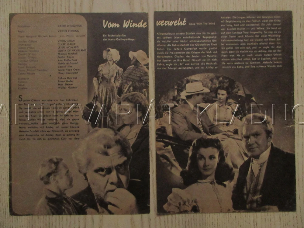 JIH PROTI SEVERU, V. LEIGH, C. GABLE, L. HOWARD, FILM USA, FILM KURIER VBŠ Č. 1411