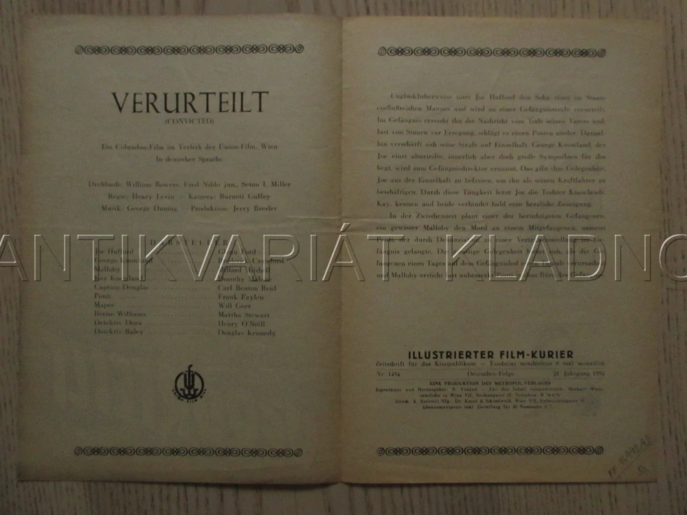 CONVICTED, G. FORD, B. CRAWFORD, M. MITCHELL, FILM USA, FILM KURIER VBŠ Č. 1416