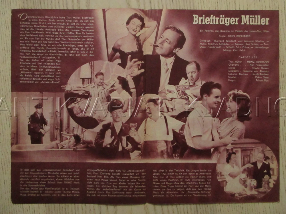 BRIEFTRÄGER MÜLLER, H. RÜHMANN, H. FINKENZELLER, E. DUX, FILM SRN, FILM KURIER VBŠ Č. 1729