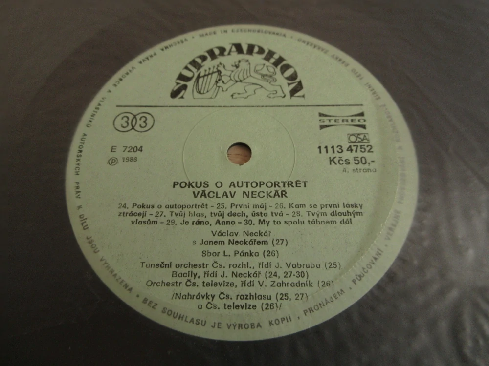 POKUS O AUTOPORTRÉT, VÁCLAV NECKÁŘ, 1X GRAMODESKA