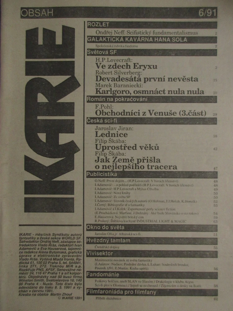 IKARIE, MĚSÍČNÍK SCIENCE FICTION, 6/1991, **an 