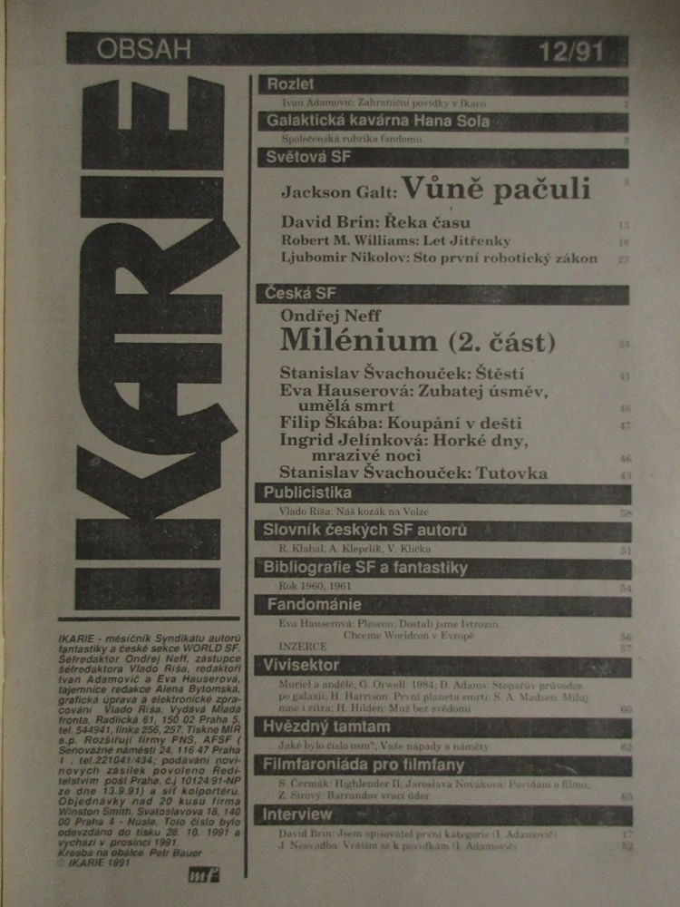 IKARIE, MĚSÍČNÍK SCIENCE FICTION, 12/1991, **an 