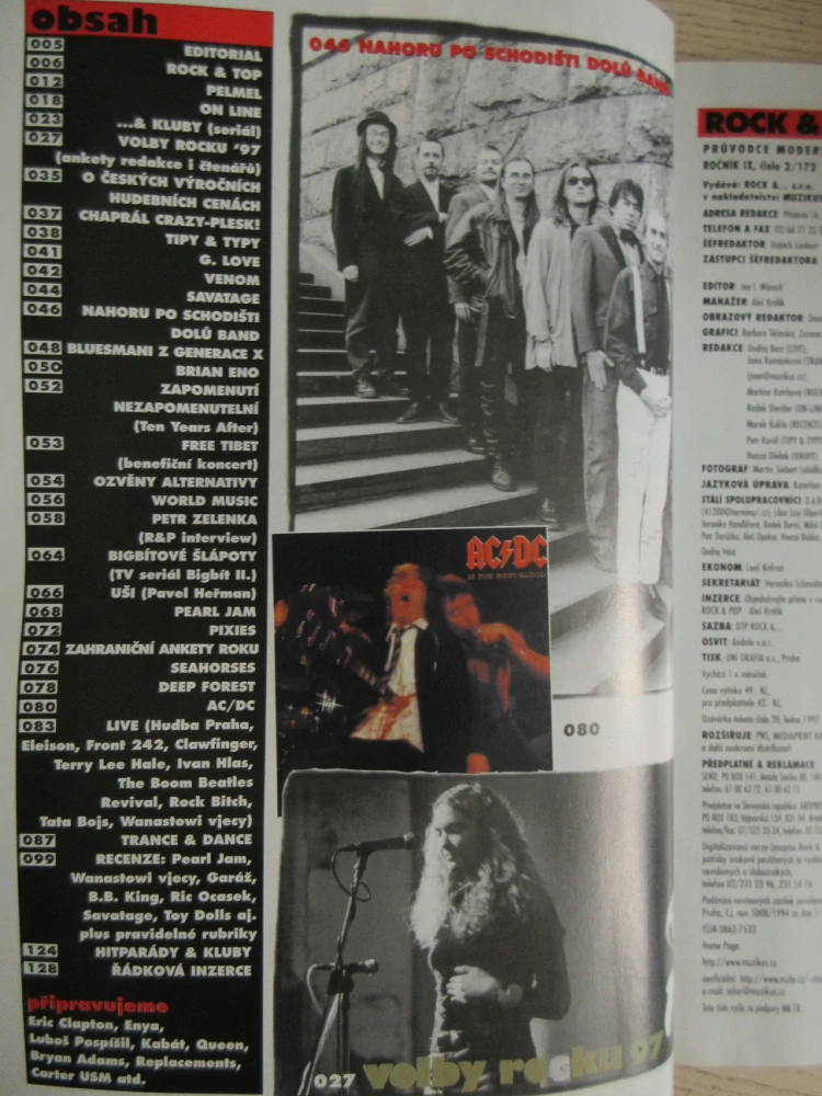 ČASOPIS ROCK A POP Č. 2/172, PEARL JAM, PIXIES, AC/DC, DAFT PUNK, DEEP FOREST, **an